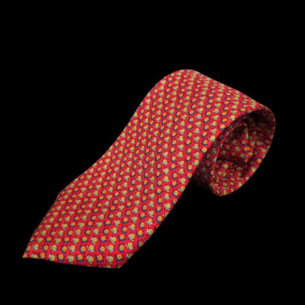 Peter Blair Silk Tie 100% Silk Red Floral Swirls Classic Preppy USA Made